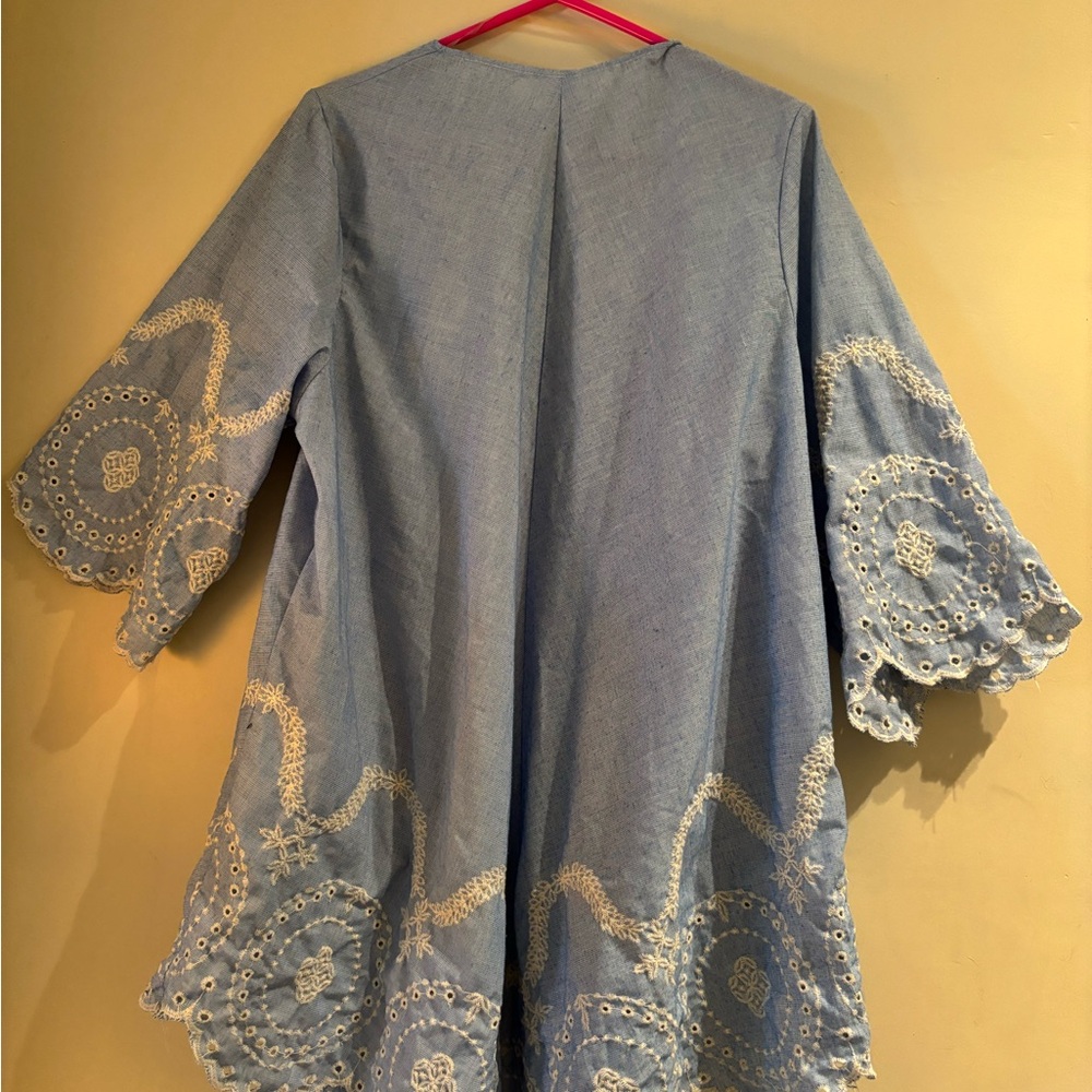 Light Blue Embroidered Kimono - Picture 6 of 8